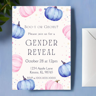 Fall Pumpkin Gender Reveal Invitation Pink Blue