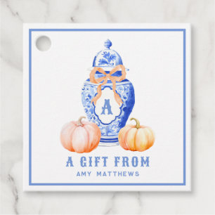 Fall Pumpkin   Ginger Jar Personalized Favour Tags