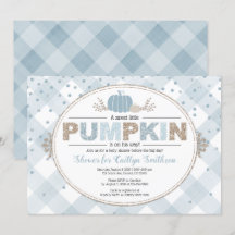 fall pumpkin gingham confetti boy baby shower