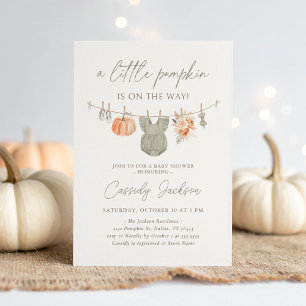 Fall Pumpkin Girl Baby Clothes Baby Shower Invitation
