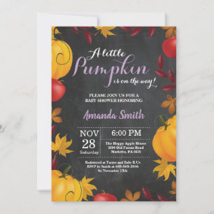 Fall Pumpkin Girl Baby Shower invitation Chalkboar