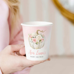 Fall Pumpkin Girl Baby Shower Personalized Paper Cups