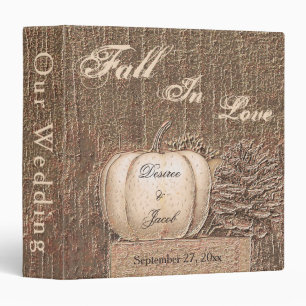 Fall Pumpkin Gold White Country Rustic Wedding Binder