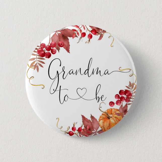 Fall pumpkin Grandma to be Button (Front)