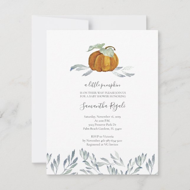 Fall Pumpkin Greenery Baby Shower Invitation (Front)
