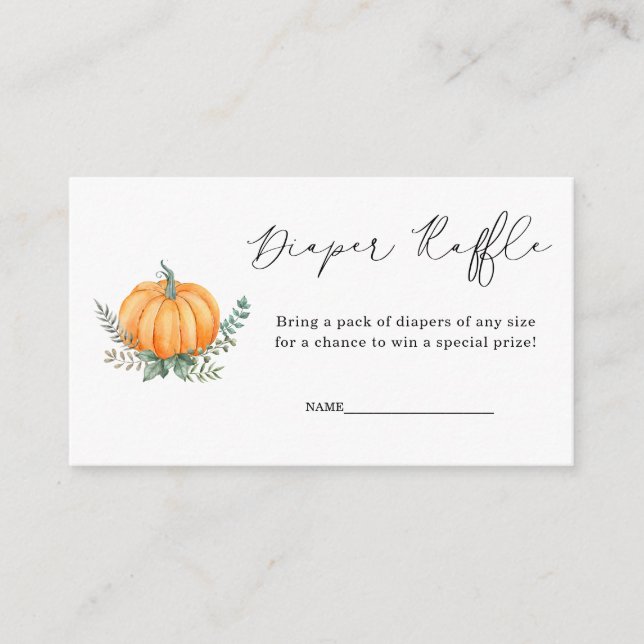 Fall Pumpkin Greenery Diaper Raffle Baby Shower  Enclosure Card (Front)