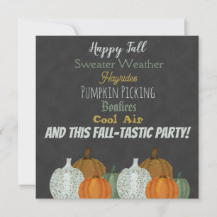 Fall Pumpkin Grey background party invitation