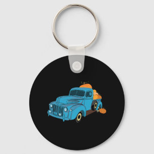 Fall Pumpkin Harvest Time Old Pickup Farm Truck Keychain