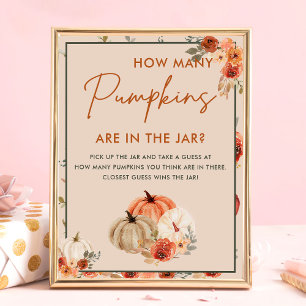 Fall Pumpkin How Many Pumpkins Baby Shower Game Poster
