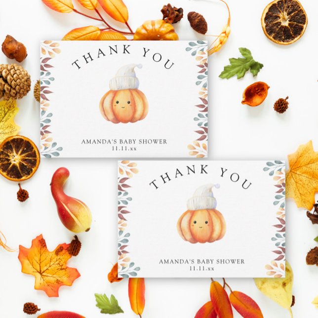 Fall pumpkin in hat - thank you card (Creator Uploaded)