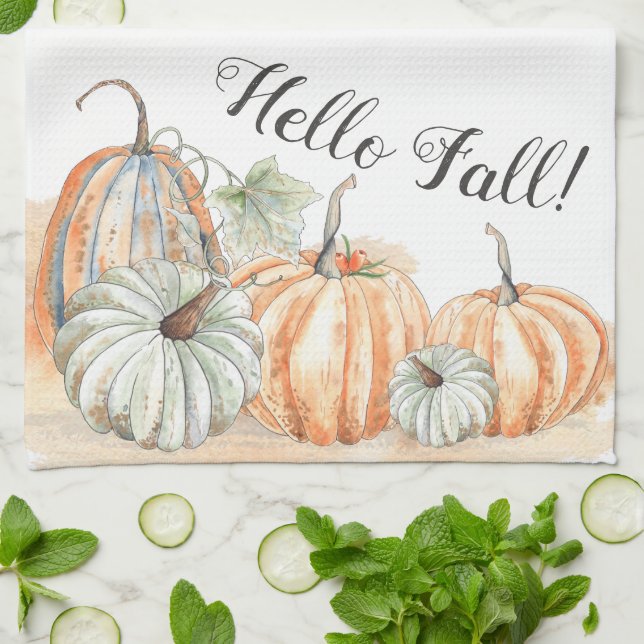 Fall Pumpkin Kitchen Towel (Folded)