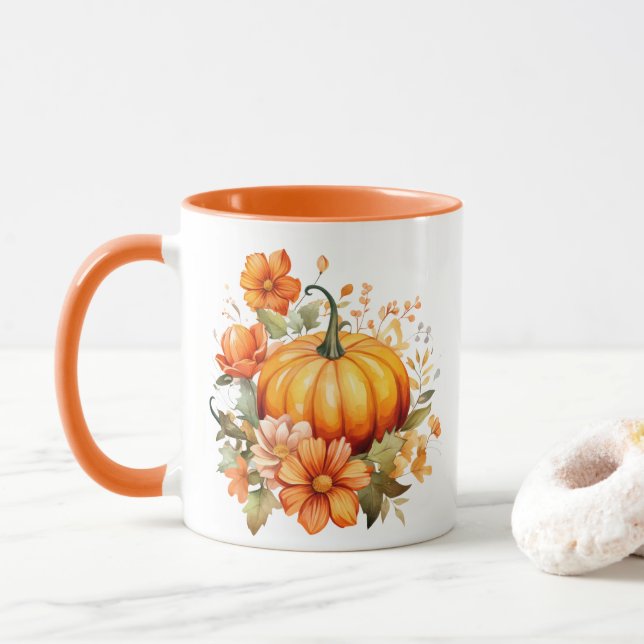 Fall Pumpkin  Mug (With Donut)