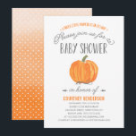 Fall Pumpkin Ombre | Baby Shower Invitation<br><div class="desc">This elegant and modern fall baby shower invitation features a fall theme with a hand painted watercolor pumpkin. For an even more memorable invitation select a die-cut shape,  textured paper or a double thick paper.</div>