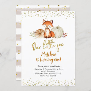 Fall Pumpkin Our Little Fox is turning one Invitation