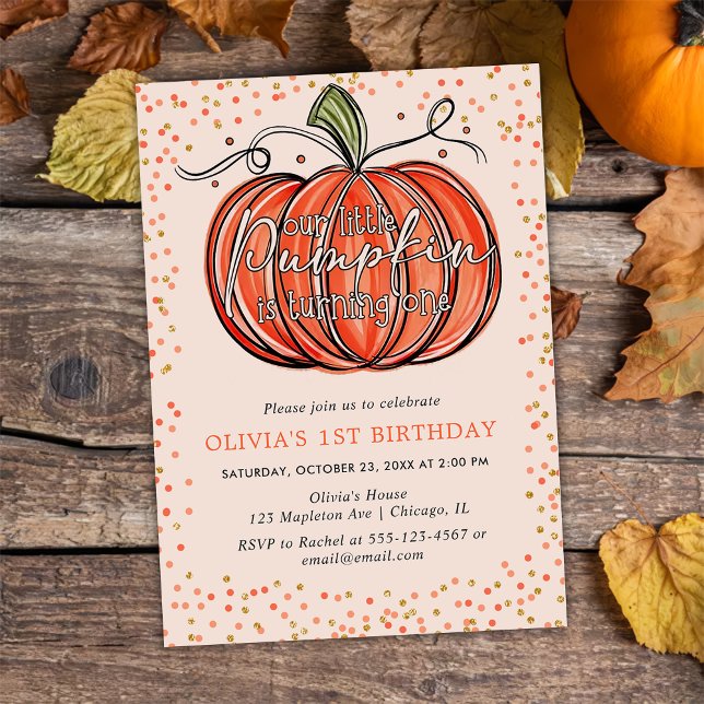 Fall Pumpkin Our LIttle Is Turning One Invitation (Creator Uploaded)