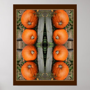 Fall Pumpkin Pair Mirror Abstract Poster