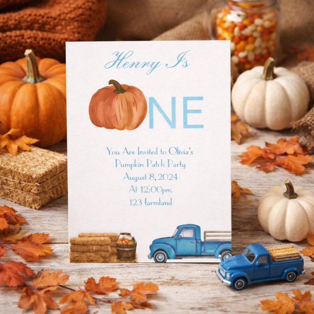Fall Pumpkin Patch 1st birthday party card (Creator Uploaded)