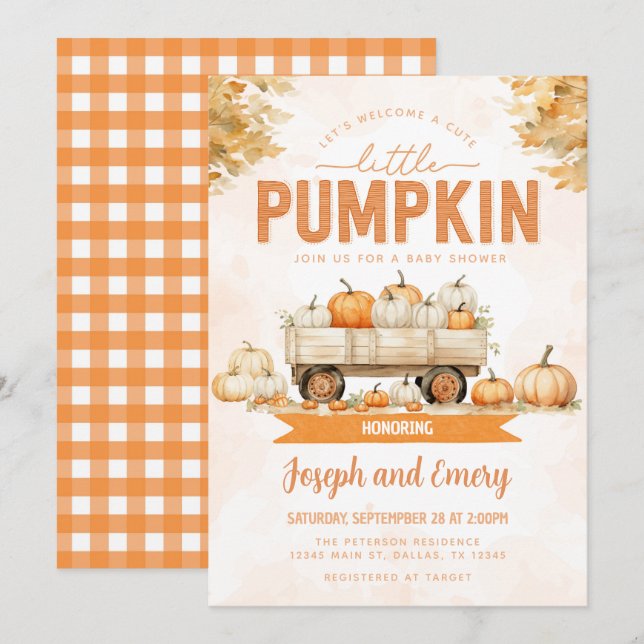 Fall Pumpkin Patch Baby Shower Invitation (Front/Back)