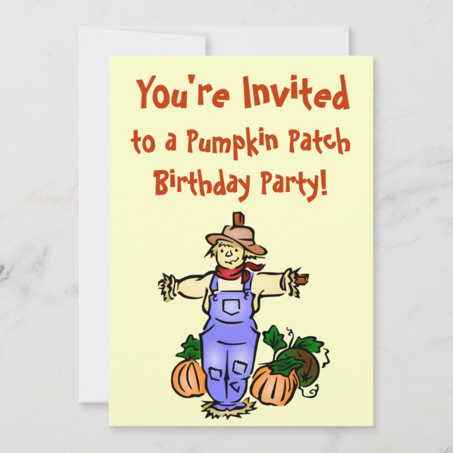 Fall Pumpkin Patch Birthday Party Invitations (Front)
