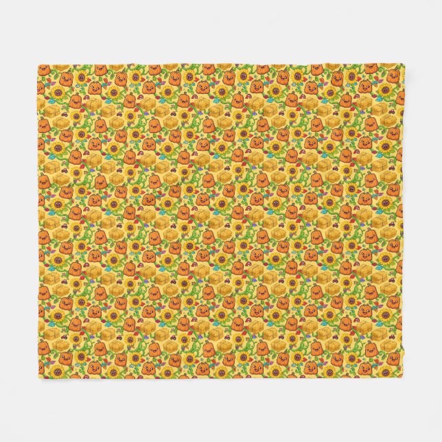 Fall Pumpkin Patch Fleece Blanket (Front (Horizontal))