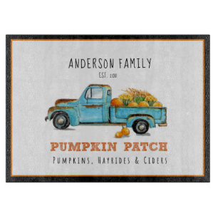 Fall pumpkin Patch  Retro truck personalized   Cutting Board
