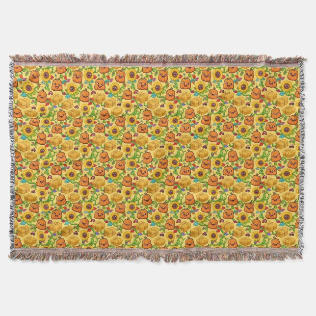 Fall Pumpkin Patch Throw Blanket (Front)