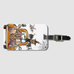 Fall Pumpkin Patch Truck with bats scarecrow bird  Luggage Tag