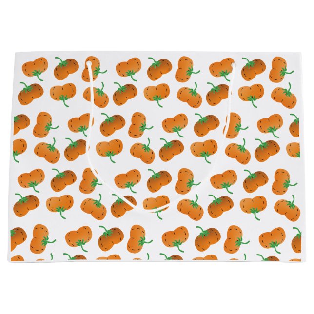 Fall Pumpkin Pattern Autumn Orange Green Large Gift Bag (Front)