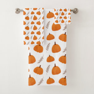 Fall Pumpkin Pattern Bath Towel Set