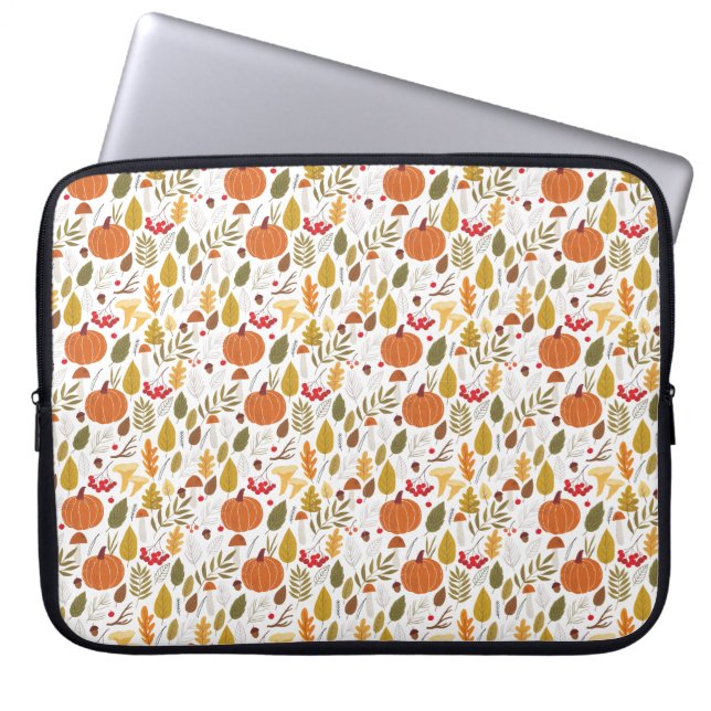 Fall Pumpkin Pattern Laptop Sleeve (Front)