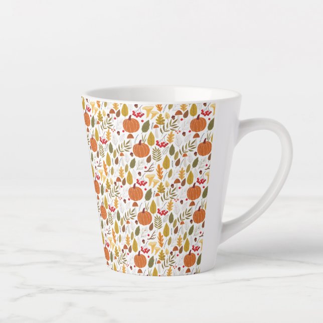 Fall Pumpkin Pattern Latte Mug (Right)