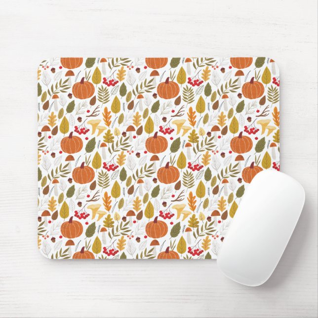 Fall Pumpkin Pattern Mouse Pad (With Mouse)