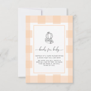 Fall Pumpkin Peach Gingham Books Request Card
