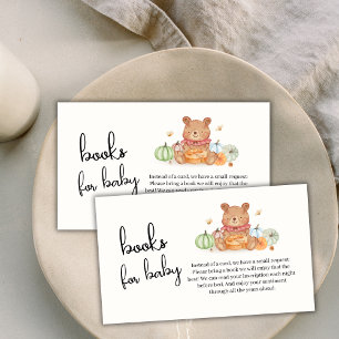 Fall Pumpkin Pie Teddy Bear Books For Baby Shower  Enclosure Card