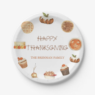 Fall Pumpkin Pie Thanksgiving Dinner Paper Plate