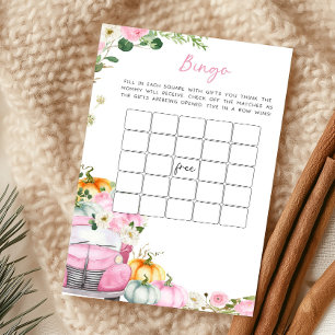 Fall Pumpkin Pink Truck Baby Shower Bingo Game