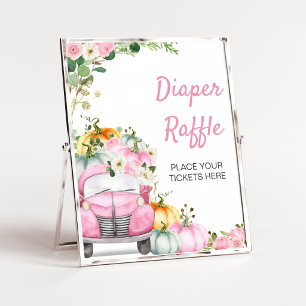 Fall Pumpkin Pink Truck Diaper Raffle Sign