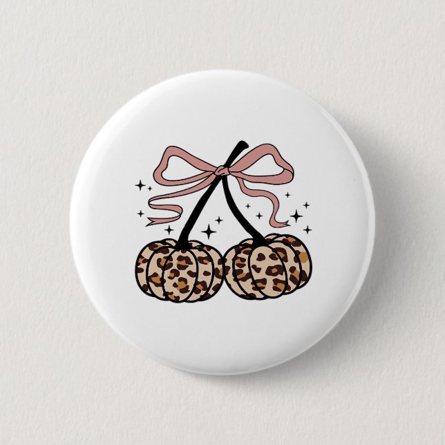 Fall Pumpkin, Pumpkin Cherries, Leopard Pumpkin, P 2 Inch Round Button (Front)