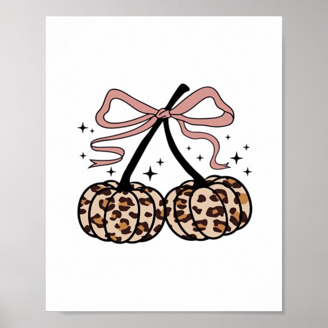 Fall Pumpkin, Pumpkin Cherries, Leopard Pumpkin, P Poster (Front)