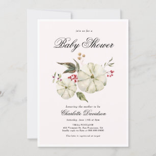 Fall Pumpkin Romantic Feminine Girl Baby Shower Invitation