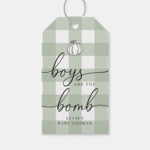 Fall Pumpkin Sage Green Gingham Bath Bomb Favour Gift Tags