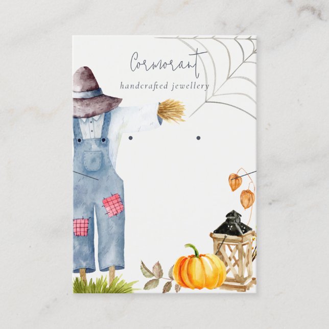 Fall Pumpkin Scarecrow Earring Jewellery Display Business Card (Front)