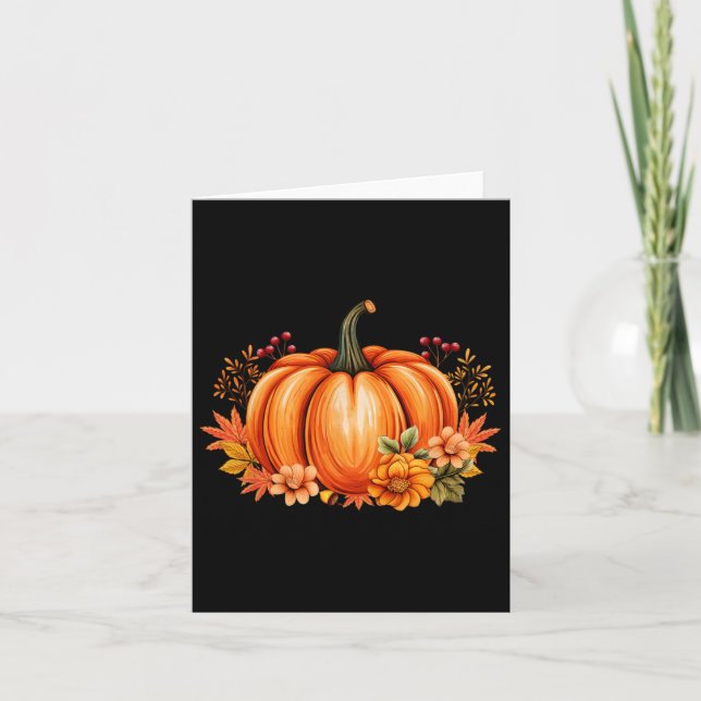 Fall Pumpkin Season Retro Halloween Autumn Thanksg Card (Front)