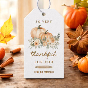 Fall Pumpkin So Very Thankful For You Thanksgiving Gift Tags