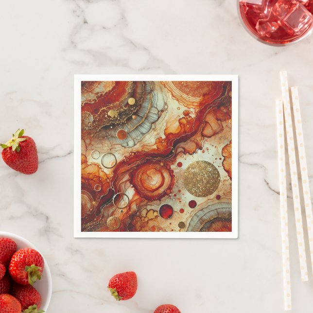 Fall Pumpkin Spice Alcohol Ink Decoupage Paper Napkin (Insitu)