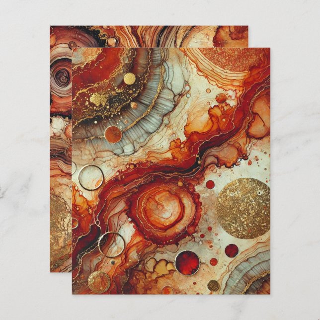 Fall Pumpkin Spice Alcohol Ink Scrapbook Paper (Front/Back)