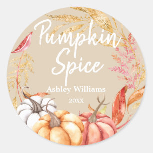 Fall Pumpkin Spice Autumn Ivory Classic Round Sticker