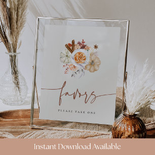 Fall Pumpkin Spice Baby Shower Favors Sign