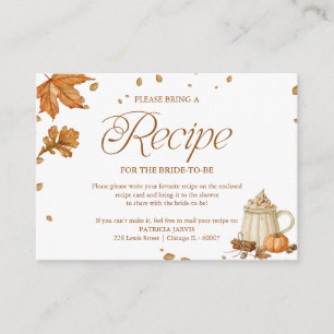 Fall Pumpkin Spice Bridal Shower Recipe Request Enclosure Card