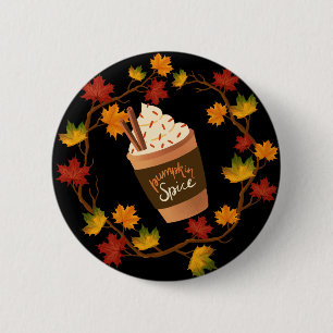 Fall Pumpkin Spice Coffee – Autumn Latte 2 Inch Round Button